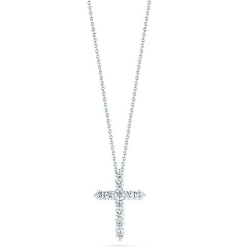 18k White Gold & Diamond Cross Necklace - 001143AWCHX0-Roberto Coin-Renee Taylor Gallery