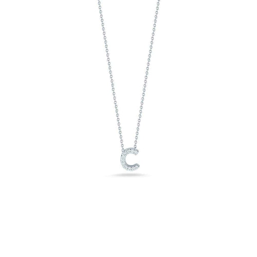 18k White Gold & Diamond Love Letter C Necklace - 001634AWCHXC-Roberto Coin-Renee Taylor Gallery
