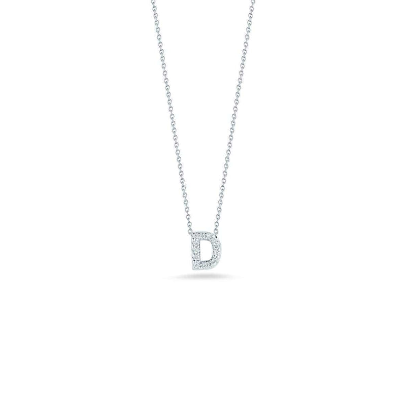 18k White Gold & Diamond Love Letter D Necklace - 001634AWCHXD-Roberto Coin-Renee Taylor Gallery
