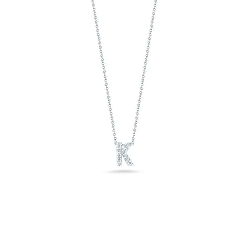 18k White Gold & Diamond Love Letter K Necklace - 001634AWCHXK-Roberto Coin-Renee Taylor Gallery