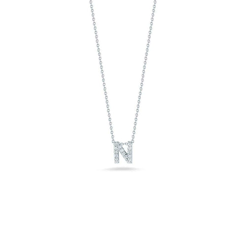 18k White Gold & Diamond Love Letter N Necklace - 001634AWCHXN-Roberto Coin-Renee Taylor Gallery