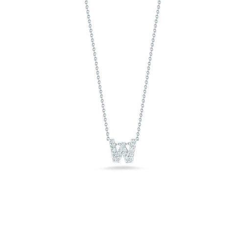 18k White Gold & Diamond Love Letter W Necklace - 001634AWCHXW-Roberto Coin-Renee Taylor Gallery