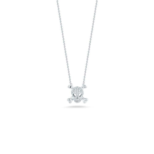 18k White Gold & Diamond Skull Necklace - 001403AYCHX0-Roberto Coin-Renee Taylor Gallery