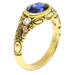 18K Blue Sapphire & Diamond Ring - R-54-Alex Sepkus-Renee Taylor Gallery