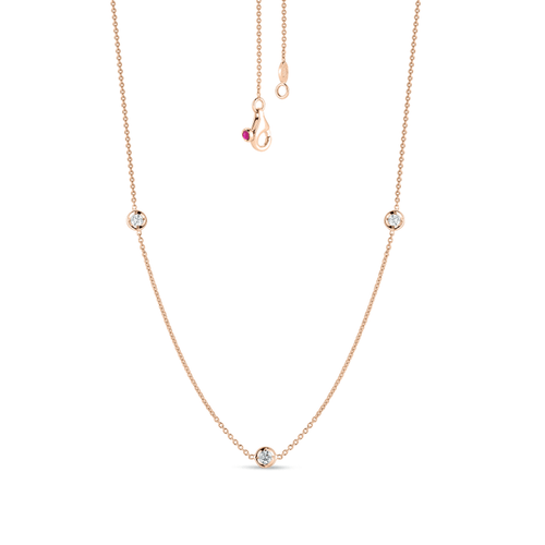 18k Rose Gold & Diamond 3 Station Necklace - 001317AXCHD0-Roberto Coin-Renee Taylor Gallery