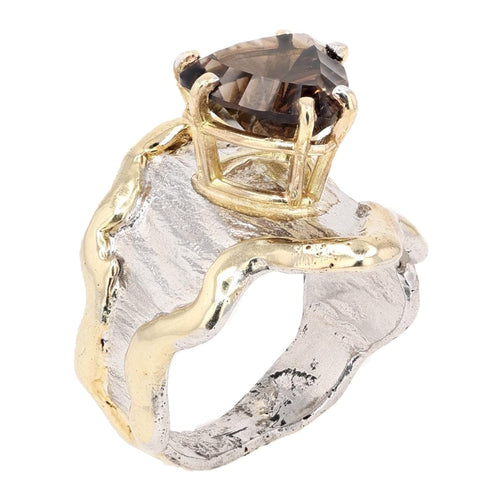 14K Gold & Crystalline Silver Smoky Quartz Ring - 28028-Shelli Kahl-Renee Taylor Gallery