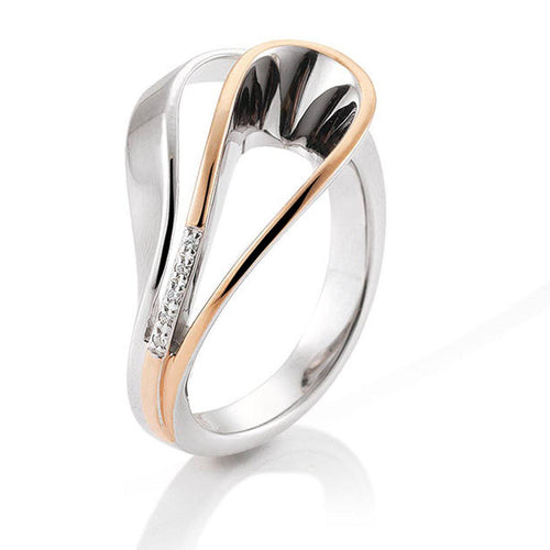 Rose Gold Plated Sterling Silver White Sapphire Ring - 42/03294-Breuning-Renee Taylor Gallery
