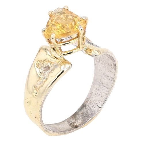 14K Gold & Crystalline Silver Citrine Ring - 35951-Shelli Kahl-Renee Taylor Gallery