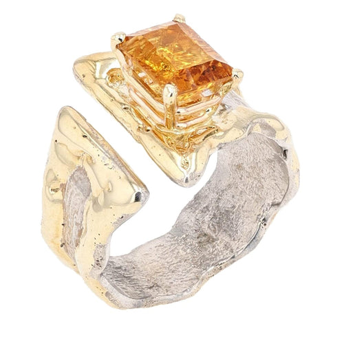 14K Gold & Crystalline Silver Citrine Ring - 35952-Shelli Kahl-Renee Taylor Gallery
