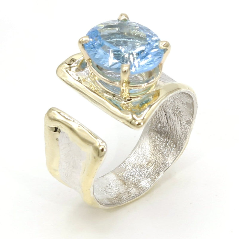 14K Gold & Crystalline Silver Blue Topaz Ring - 37406-Shelli Kahl-Renee Taylor Gallery