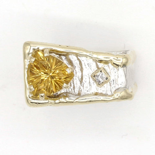 14K Gold & Crystalline Silver Diamond & Citrine Ring - 37410-Shelli Kahl-Renee Taylor Gallery