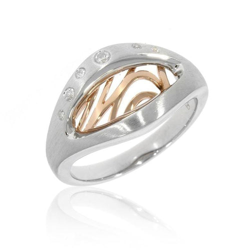 Rose Gold & Rhodium Plated Sterling Silver White Sapphire Ring - 42/03342-Breuning-Renee Taylor Gallery
