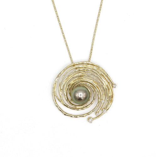 14k Gold & Diamond, Pearl Pendant - 461DTA-Y+YCH-Leon Israel Designs-Renee Taylor Gallery