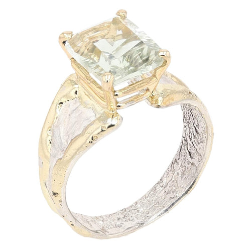 14K Gold & Crystalline Silver Prasiolite Ring - 50296-Shelli Kahl-Renee Taylor Gallery