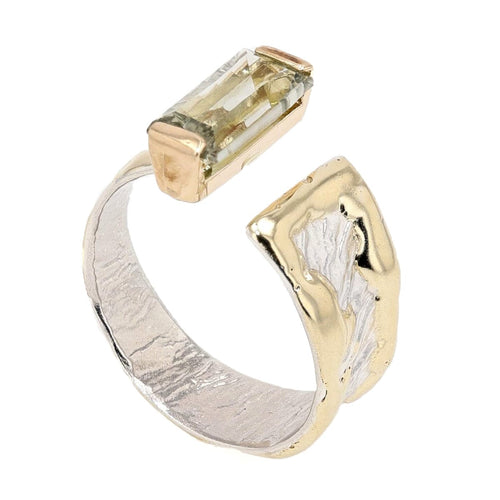 14K Gold & Crystalline Silver Prasiolite Ring - 50297-Shelli Kahl-Renee Taylor Gallery