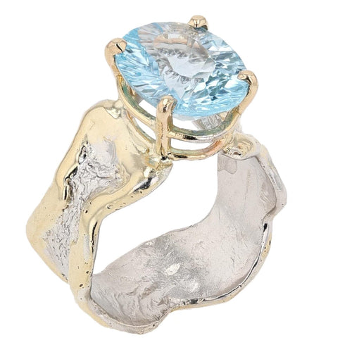 14K Gold & Crystalline Silver Sky Blue Topaz Ring - 50327-Shelli Kahl-Renee Taylor Gallery