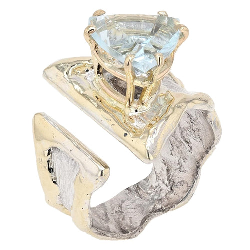 14K Gold & Crystalline Silver Sky Blue Topaz Ring - 50332-Shelli Kahl-Renee Taylor Gallery