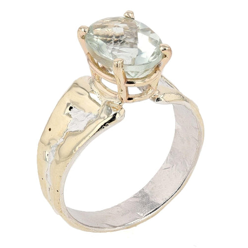 14K Gold & Crystalline Silver Prasiolite Ring - 51832-Shelli Kahl-Renee Taylor Gallery