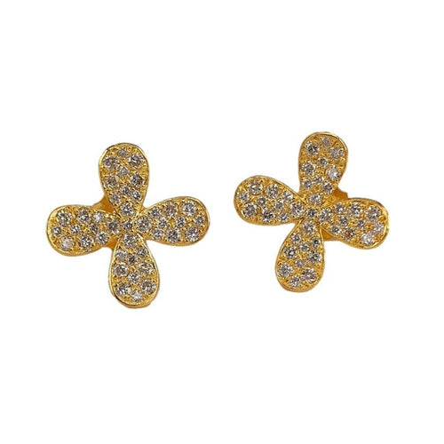 Marika 14k Gold & Diamond Flower Post Earrings - M8825-Marika-Renee Taylor Gallery