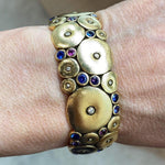 Orchard Cuff Bracelet with Pink Sapphires in 18K Yellow Gold - B-34-PNK-MIX-Alex Sepkus-Renee Taylor Gallery