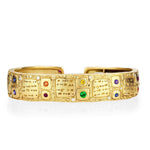 Notes Cuff Bracelet with Rainbow Sapphires in 18K Yellow Gold - B-42S-RAIN-Alex Sepkus-Renee Taylor Gallery
