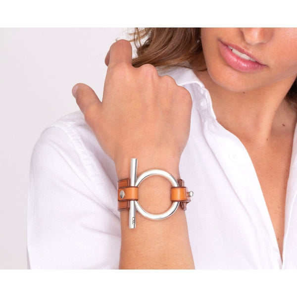 Sterling Silver Plated Leather Bracelet - B0094 MCA00 - CXC