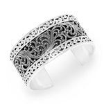 Sterling Silver Medium Classic Granulation & Signature Scroll Cuff - BB6657-00355-Lois Hill-Renee Taylor Gallery