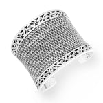 Sterling Silver Classic Signature Scroll & Thai Weave Cuff - BC8067-00455-Lois Hill-Renee Taylor Gallery