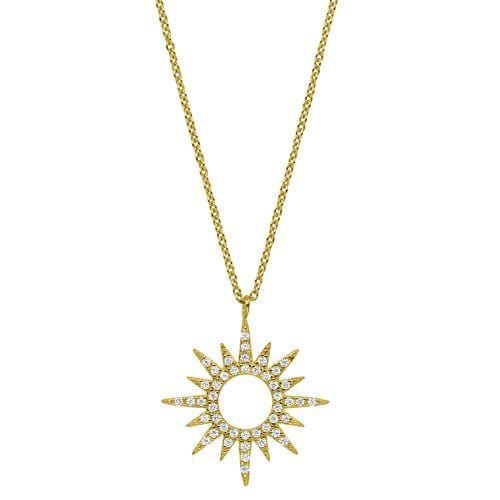 Gold Vermeil Finish Sterling Silver Micropave Open Starburst Pendant - BL2265NG-Kelly Waters-Renee Taylor Gallery