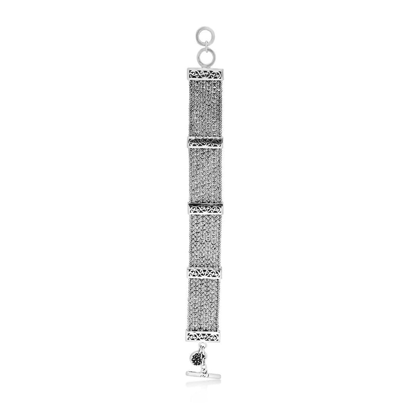 Sterling Silver Classic Textile Weave Bracelet - BP8140-00457-Lois Hill-Renee Taylor Gallery
