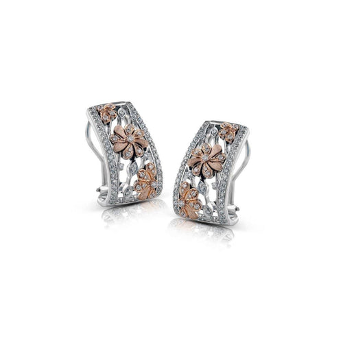 18k Rose & White Gold Fashion Garden Diamond Earrings - DE215-WR-Simon G.-Renee Taylor Gallery