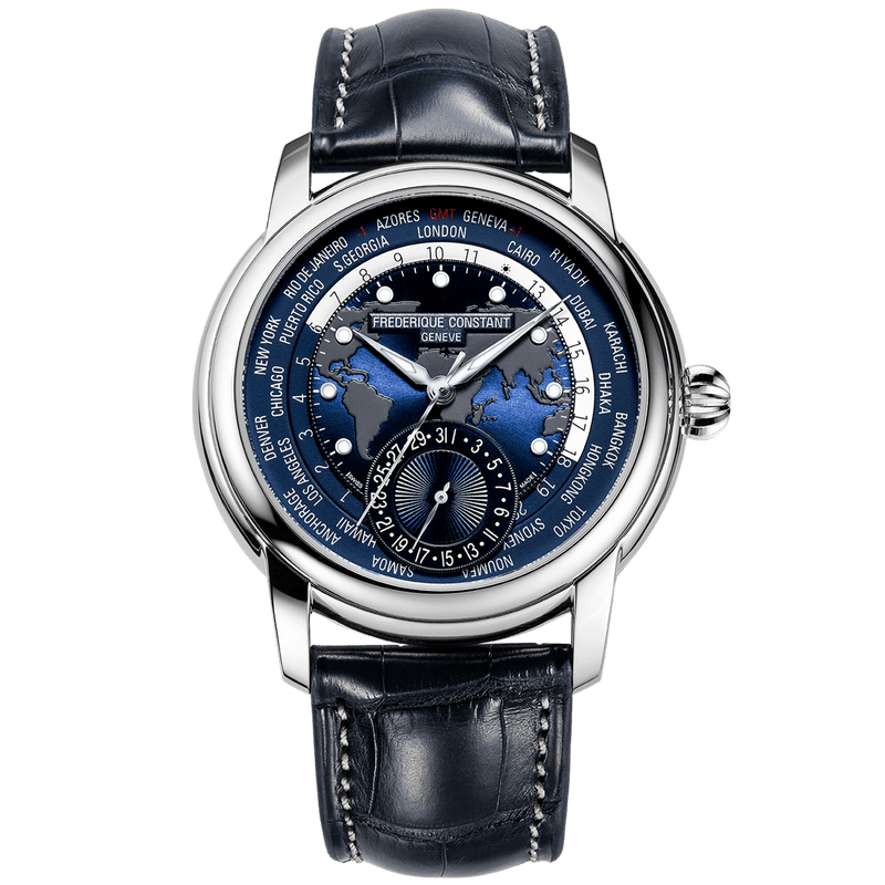 Classic World Timer Automatic Watch - Blue-Frederique Constant-Renee Taylor Gallery