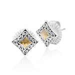 18K Yellow Gold Sterling Silver Square Stud Earring - GEU6675-PSY46-Lois Hill-Renee Taylor Gallery