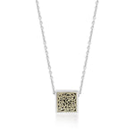 18K Yellow Gold Sterling Silver Square Block Pendant Necklace - GNU6969-16Y46-Lois Hill-Renee Taylor Gallery