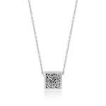 18K Yellow Gold Sterling Silver Square Block Pendant Necklace - GNU6969-16Y46-Lois Hill-Renee Taylor Gallery