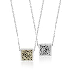 18K Yellow Gold Sterling Silver Square Block Pendant Necklace - GNU6969-16Y46-Lois Hill-Renee Taylor Gallery