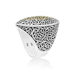 18K Yellow Gold Sterling Silver Signature Scroll Marquise Ring - GRU2460-Lois Hill-Renee Taylor Gallery