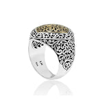 18K Yellow Gold Sterling Silver Signature Scroll Cushion Square Ring - GRU2467-Lois Hill-Renee Taylor Gallery