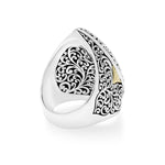18K Yellow Gold Sterling Silver Signature Scroll Marquise Ring - GRU2469-Lois Hill-Renee Taylor Gallery