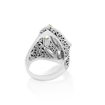 18K Yellow Gold Sterling Silver Signature Scroll Cushion Square Ring - GRU2474-Lois Hill-Renee Taylor Gallery