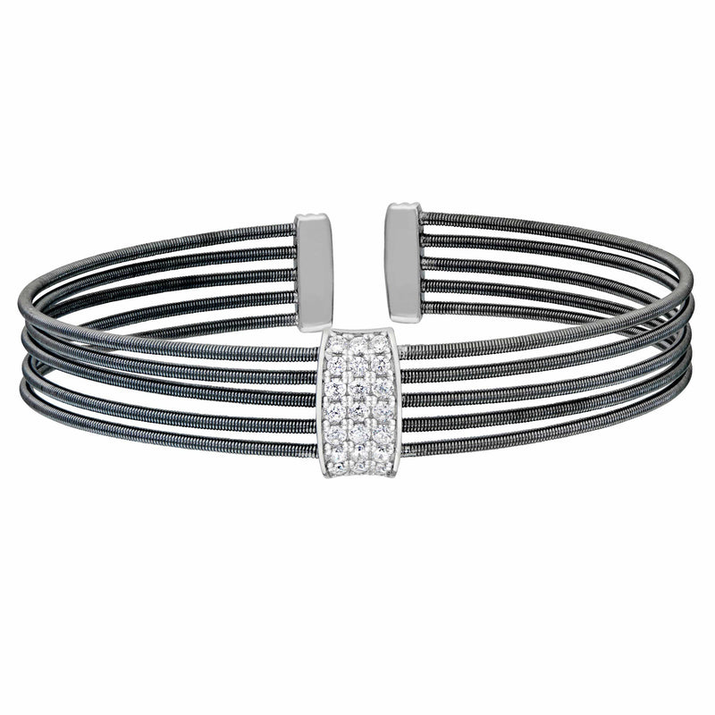 Black Rhodium Finish Sterling Silver Multi Cable Cuff Bracelet - LL7033B-BR/RH-Kelly Waters-Renee Taylor Gallery