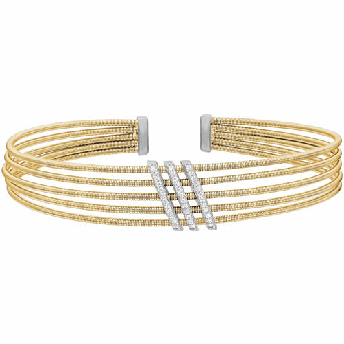 Gold Finish Sterling Silver Multi Cable Cuff Bracelet - LL7034B-G/RH-Kelly Waters-Renee Taylor Gallery