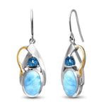 Lena Earrings - Elena00-00-Marahlago Larimar-Renee Taylor Gallery