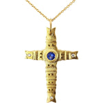18K Spring Cross Sapphire & Diamond Pendant - M-103-Alex Sepkus-Renee Taylor Gallery