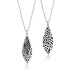 Sterling Silver Granulated & Handcarved Drop Necklace - NB6864-16355-Lois Hill-Renee Taylor Gallery