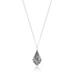 Sterling Silver Classic Medium Granulation & Scroll Carved Double Sided Pendant Necklace - NB6865-16355-Lois Hill-Renee Taylor Gallery