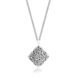 Sterling Silver Classic Granulated/Carved Scroll Pendant Necklace - NB6866-16355-Lois Hill-Renee Taylor Gallery
