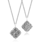 Sterling Silver Classic Granulated/Carved Scroll Pendant Necklace - NB6866-16355-Lois Hill-Renee Taylor Gallery