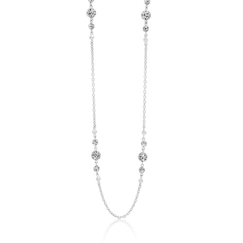 Sterling Silver Classic Carved Bead Station Necklace - NU7343-36148-Lois Hill-Renee Taylor Gallery