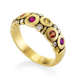 18K "Candy" Fire Mix Sapphire & Diamond Dome Ring - R-122S-Alex Sepkus-Renee Taylor Gallery